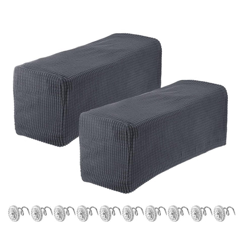 sourcing map 2pcs Stretch Armrest Covers for Chairs/Sofas, Couch Arm Covers with Twist Pin, Furniture Protector Slipcovers Dark Grey