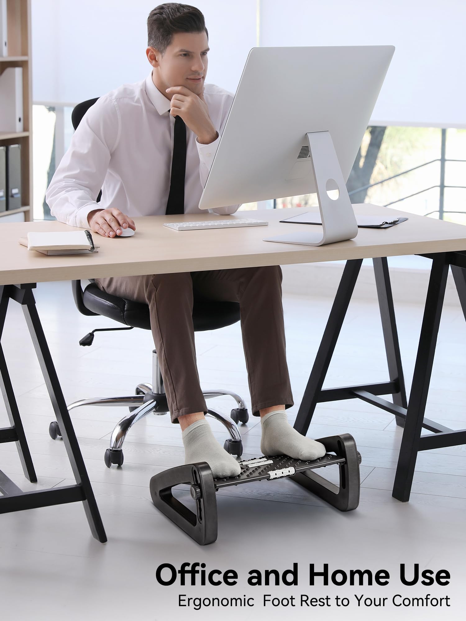 HEETA Foot Rest Under Desk, Adjustable Height Ergonomic Stool with Massager Function for Office and Home