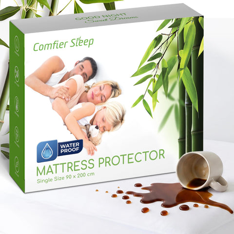 Single Bed Mattress Protector 90x200cm Waterproof 100% Bamboo