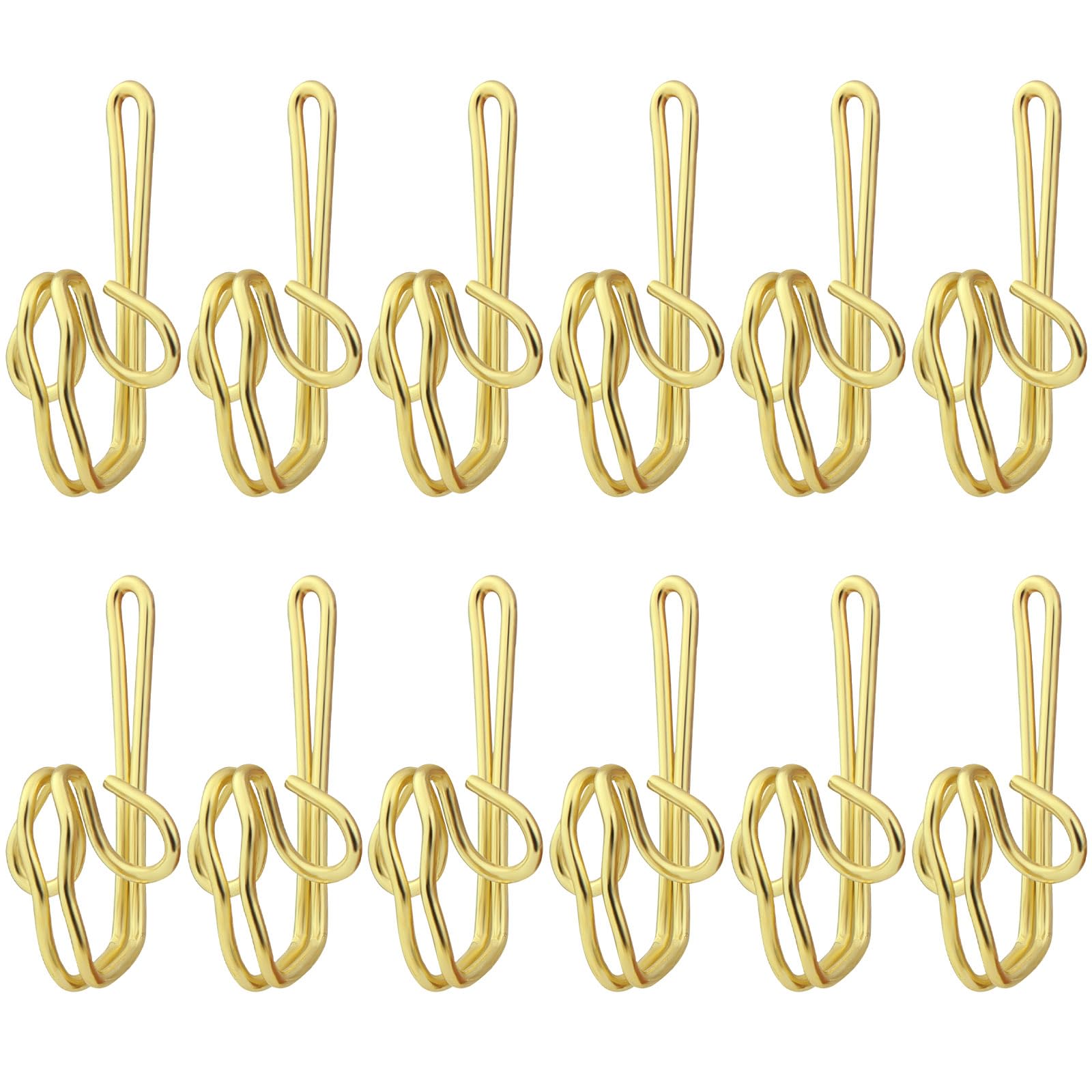 Alaoo 120 Pack Curtain Hooks, Metal Curtain Hooks, Gold Curtain Header, Heavy Duty Curtain Hooks, Tape Drapery Hooks for Drapery Shower Curtain