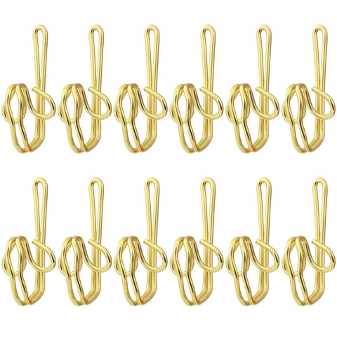 Alaoo 120 Pack Curtain Hooks, Metal Curtain Hooks, Gold Curtain Header, Heavy Duty Curtain Hooks, Tape Drapery Hooks for Drapery Shower Curtain