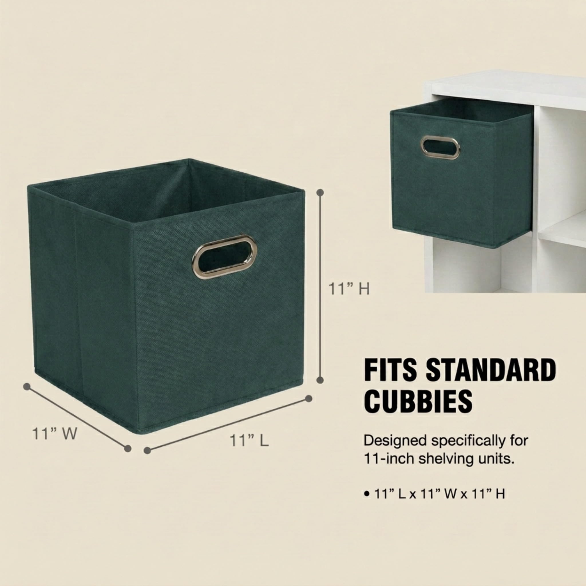 Household Essentials Fabric Storage Cube Bins, 6 Piece Set, Strong Poly-Woven Fabric, Chipboard Sides, Grommet Front Handle, Stackable and Foldable