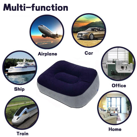 2 Pack Inflatable Foot Rest Pillows for Desk and Travel, Elevate Legs to Reduce Swelling, Improve Circulation, Portable Air Foot Cushions for Office