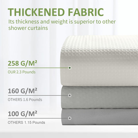 FY&XZH Heavy-Duty Waffle Weave Shower Curtain with Stainless Steel Hooks, Thick Fabric for Bathroom, Hotel, Spa & Salon-275 x 183cm (Beige)