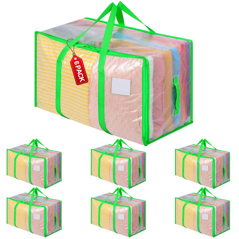 Dntorx 6 Pack 105L Moving Bags Clothes Storage Bags Drom Packing Box, Green