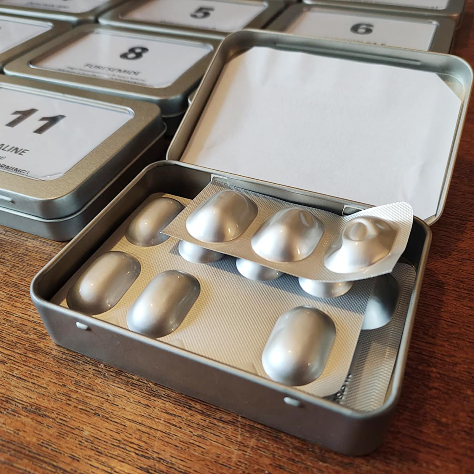 Goodma Rectangle Metal Tins with Hinged Window Lids, Silver, 24 Pieces