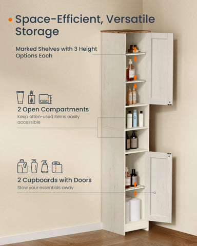 SONGMICS HOME Tall Bathroom Cabinet, Tool-Free Assembly, 30 x 30 x 170 cm