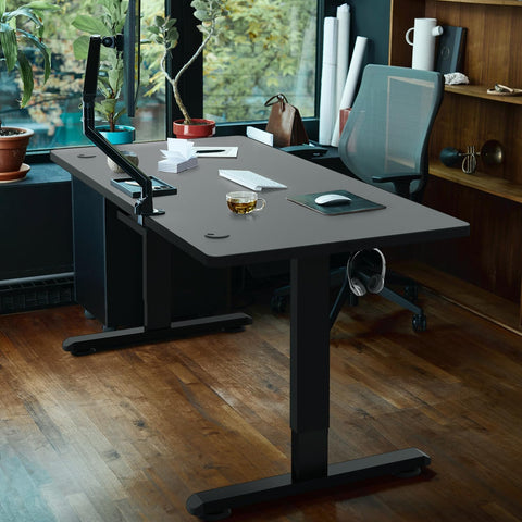 JUMMICO 140 x 70 cm Electric Standing Desk with USB Charging, Sedentary Reminder Height Adjustable Standing Desk, Sit Stand Desk