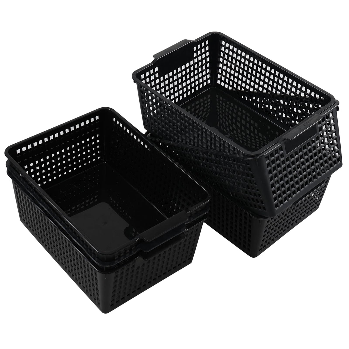Zopnny 6 Pack Plastic Desktop Storage Basket, Large Organized Basket, Black