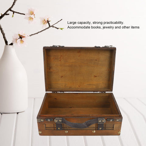 Topiky Distressed Wooden Chest Handbag, Vintage Storage Trunk (Small)