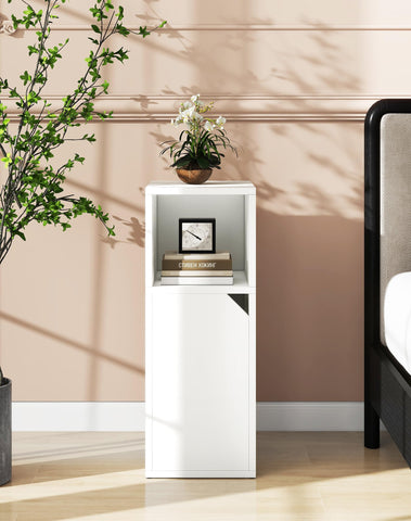 YMYNY Narrow Bedside Table Set of 2, Slim Side Table with Open Compartment and Door, Adjustable Shelf, Bedside Cabinet, for Bedroom, Living Room