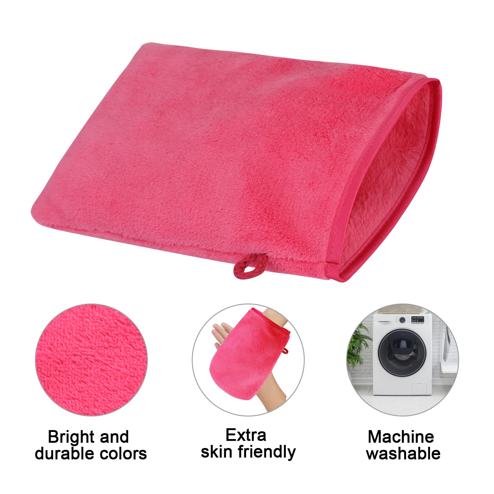 PHOGARY 10 Pack Microfiber Body Wash Mitts, Flannel Soft Face Mitten, Bath Spa Cloth, Reusable Makeup Remover Mitt Gloves
