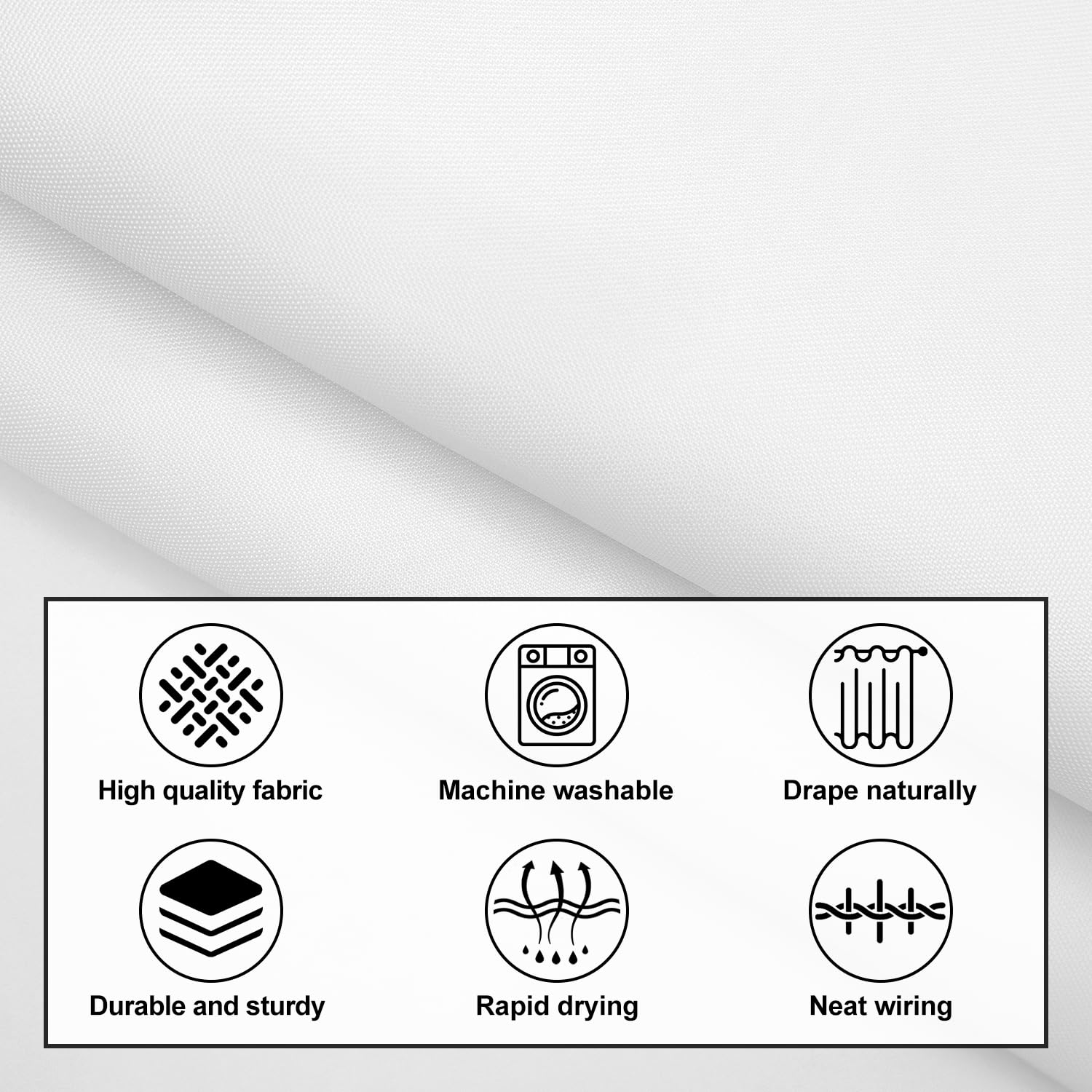 LUKDUNG 180 x 220 cm Polyester Textile Shower Curtain Anti-Mould for Bathroom, Curtain for Bathtub Shower Made of Fabric Waterproof Washable Shower