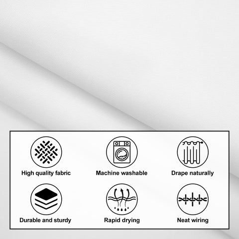 LUKDUNG 180 x 220 cm Polyester Textile Shower Curtain Anti-Mould for Bathroom, Curtain for Bathtub Shower Made of Fabric Waterproof Washable Shower