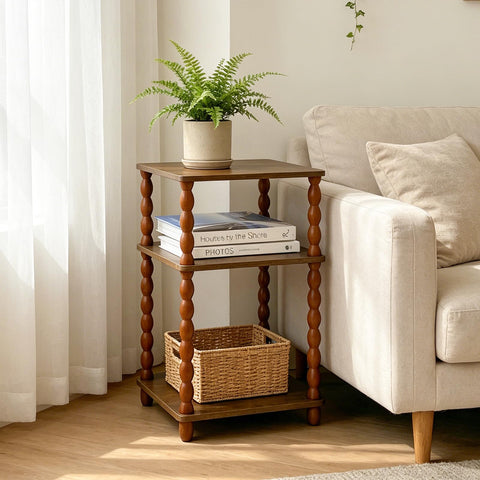 GOODLAN Wooden Side Table, Small End Table with Storage Shelf, Modern Bedside Coffee Table Night Stand for Living Room, Bedroom