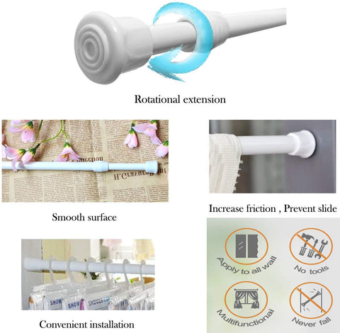 2 Pack Small Tension Rods 10 in to 15.7 Curtain Rods Window Rods in Extendable Width Spring Cupboard Bars for Kitchen Utensils, Closet, and Cabinet