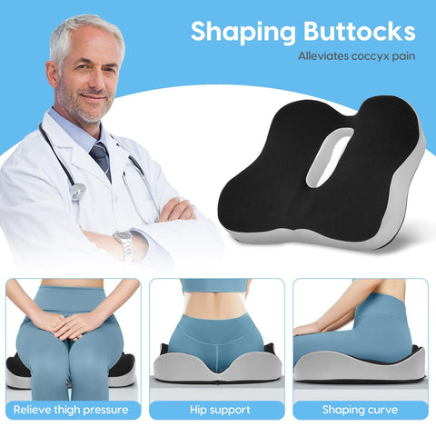 DmTown Memory Foam Seat Cushion, Ergonomic Coccyx Cushion for Tailbone Pain