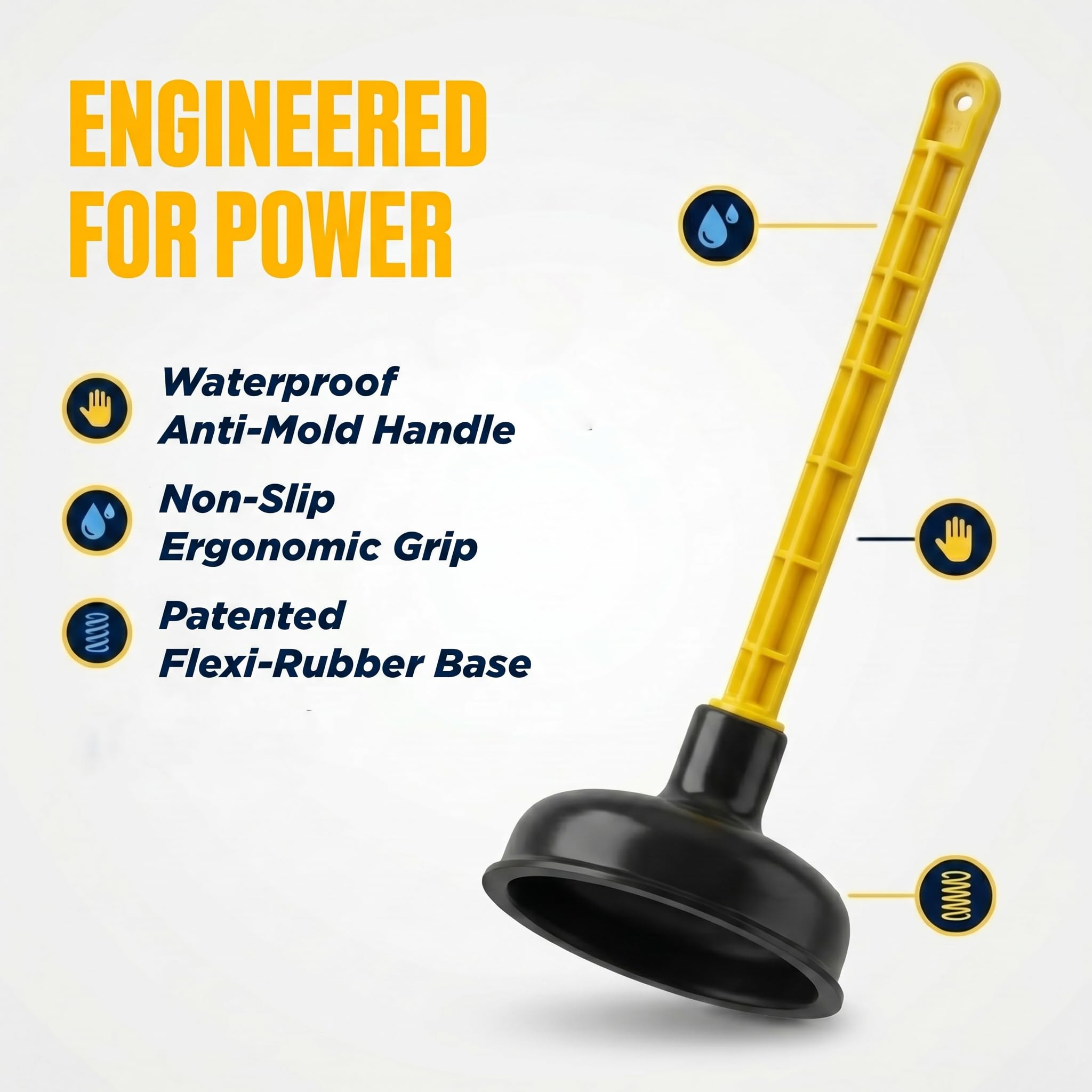 Mario10 Heavy Duty Drain Plunger & Sink Unblocker, Suction Cup, 4.52-in