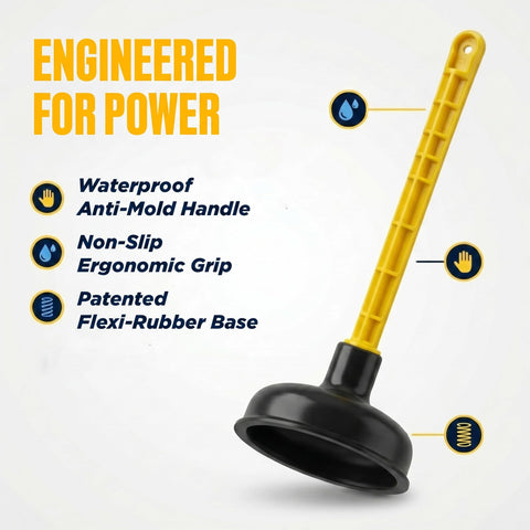 Mario10 Heavy Duty Drain Plunger & Sink Unblocker, Suction Cup, 5.51-in