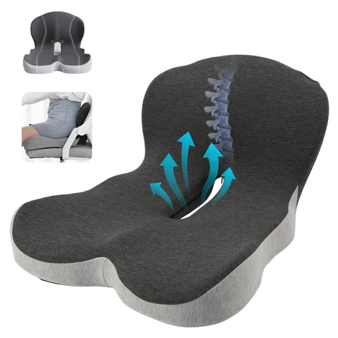 Seat Cushion & Lumbar Support Pillow, Memory Foam Car Seat Cushion