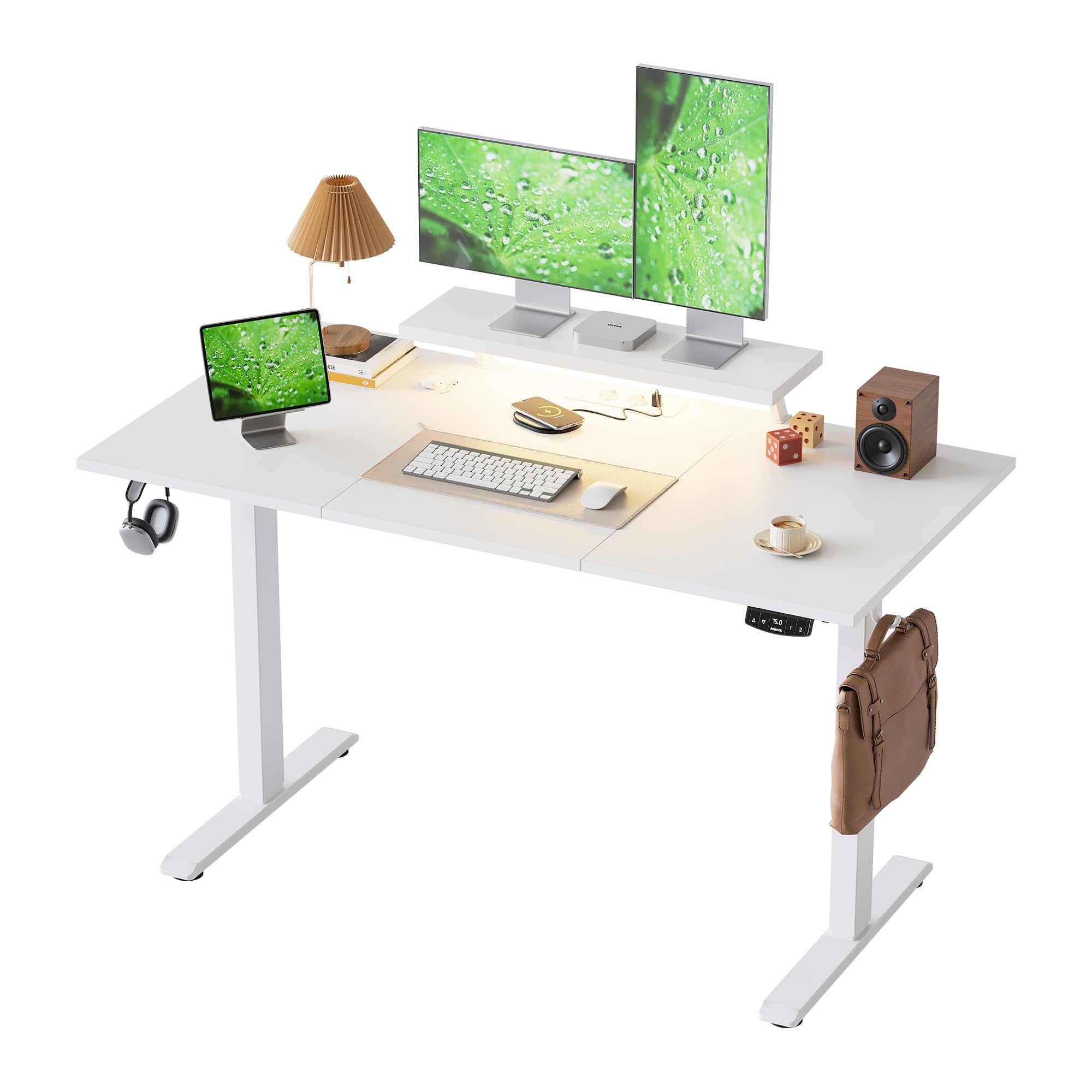 Klicelor Electric Standing Desk, Led & Plug, Movable Monitorstand, 140x60