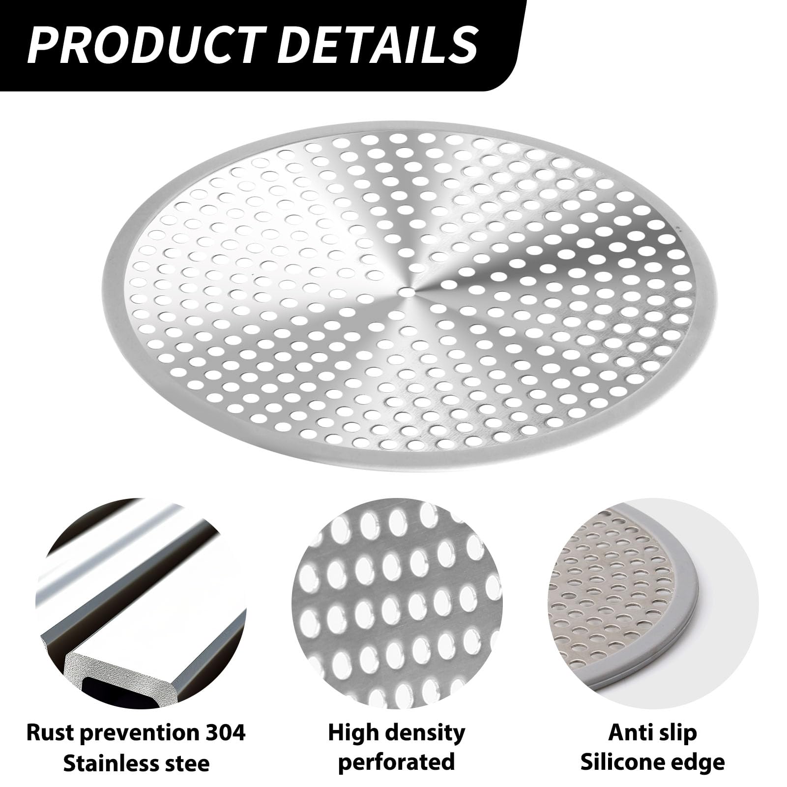 Shower Drain Hair Catcher 2Pcs 12cm Bathroom Sink Strainer Reusable Robust Stainless Steel Mesh with Silicone Plughole Protector Super Seal Filter