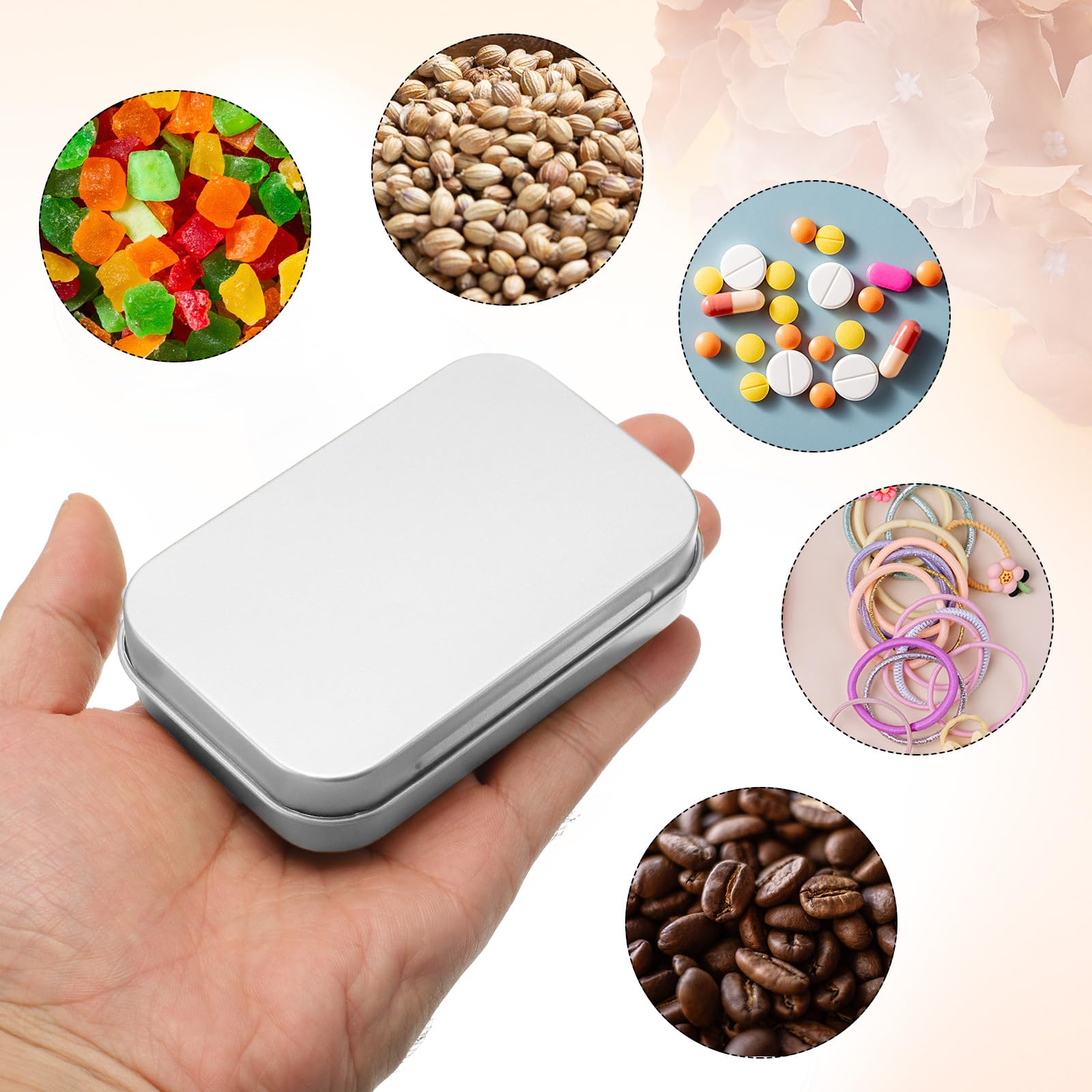 sourcing map 2pcs Metal Tin Box, 3.7x2.4x0.8 Mini Portable Rectangular Empty Tinplate Small Storage Container Airtight Tins with Lids for Candy