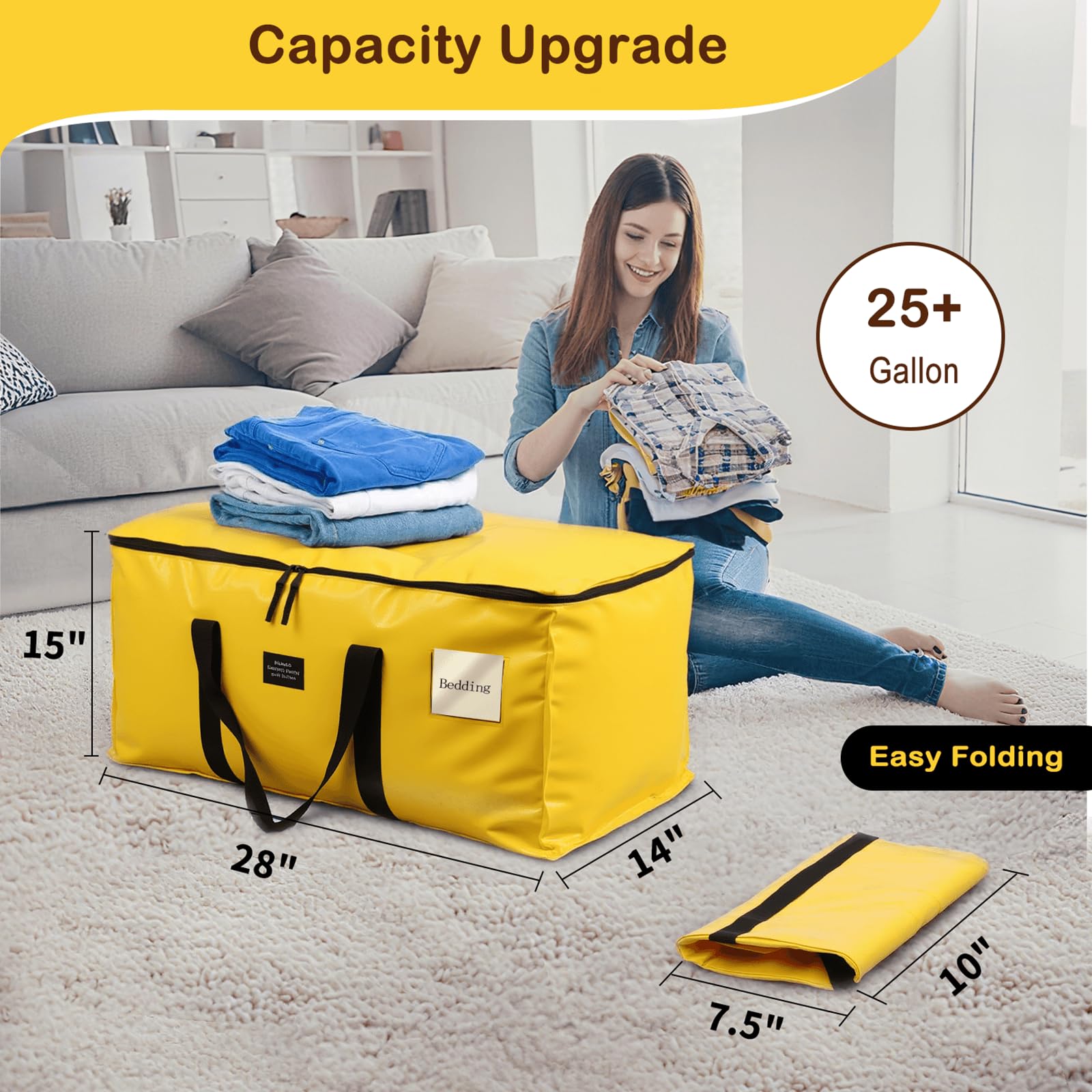 JIAWEN 4 Pack Moving Bags and Storage Bags - 95L Heavy Duty Moving Boxes