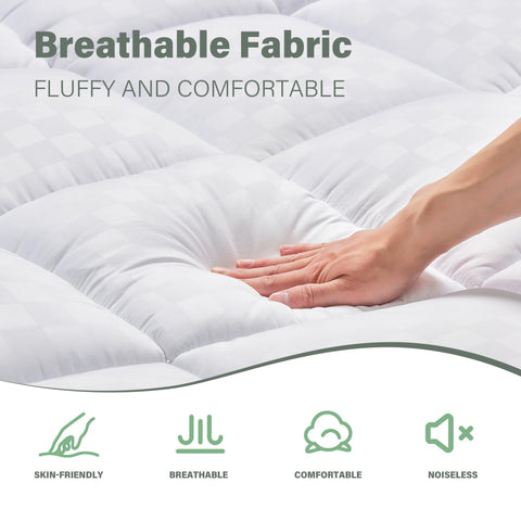 Mattress Topper 140 x 200 cm, 1000 g/m² Ultra Soft Mattress Topper, Microfibre Mattress Protector, Medium Firm, Machine Washable