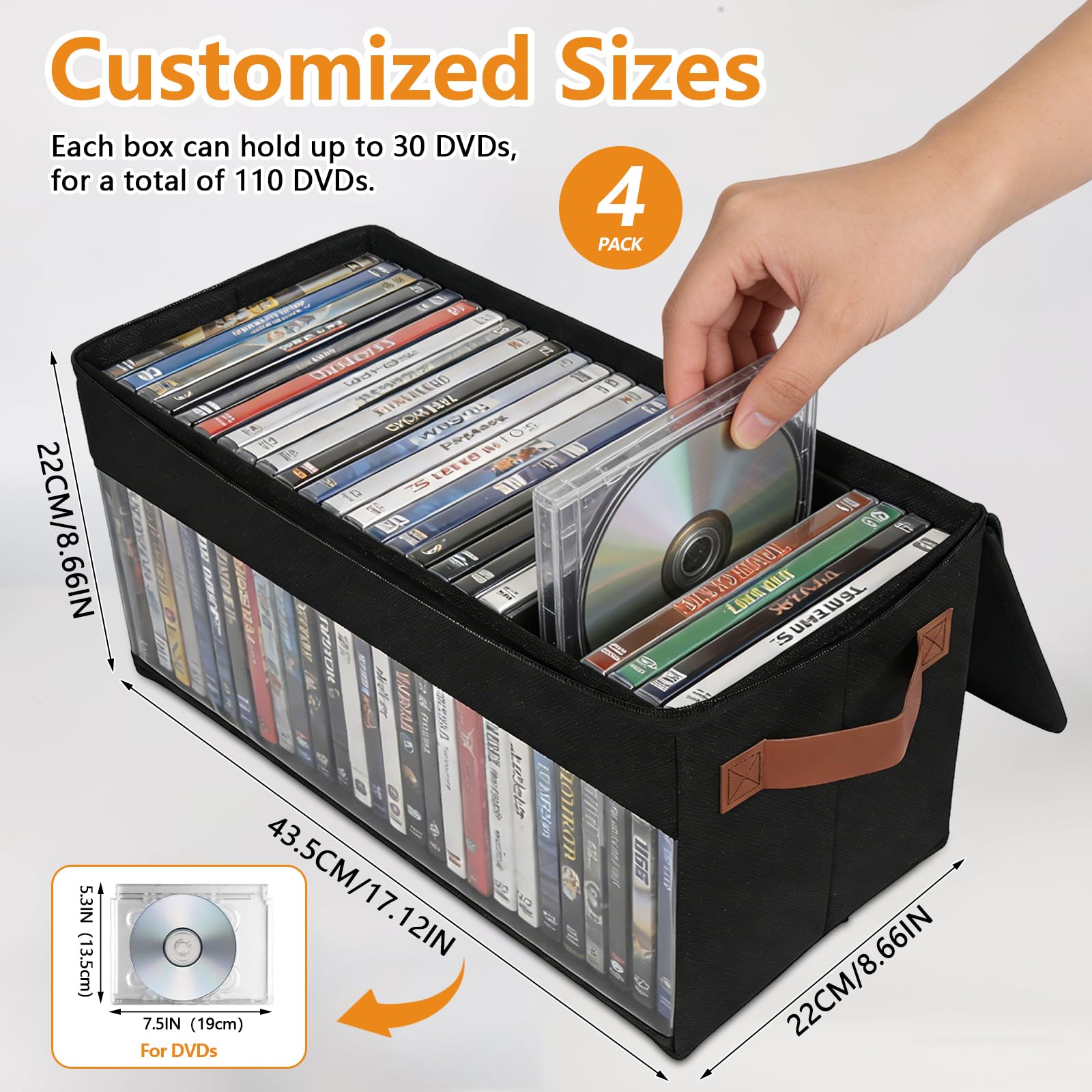 Aolawco 4 Pack DVD Storage Boxes,DVD Case Storage with Window and Handle