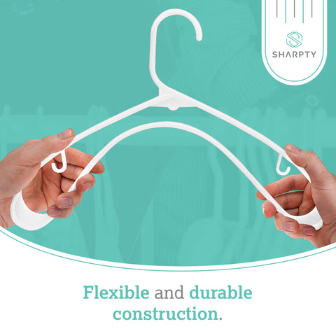 Sharpty Plastic Hangers Clothing Hangers Ideal for Everyday Standard Use (White, 20 Pack)