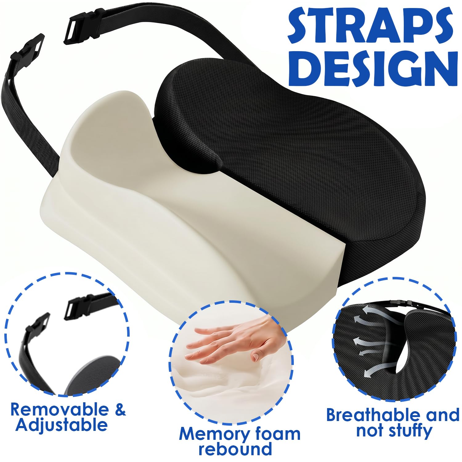 Chemlliy Dual-Layer Memory Foam Seat Cushion, Ergonomic Office Chair Cushion Car Seat Cushion for Long Sitting