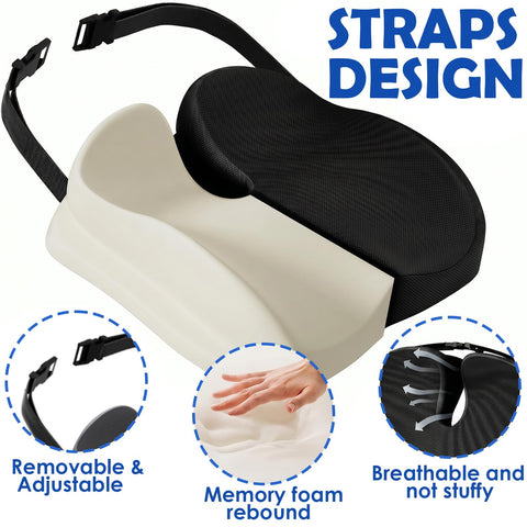 Chemlliy Dual-Layer Memory Foam Seat Cushion, Ergonomic Office Chair Cushion Car Seat Cushion for Long Sitting