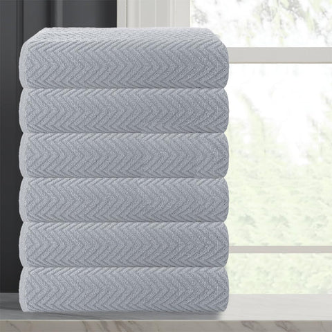 CASA COPENHAGEN Wave Textured 6-Piece Small Bath Towel Set - Grey Violet, 550 gsm, 6-piece small bath towels, cotton towels for rough and tough use