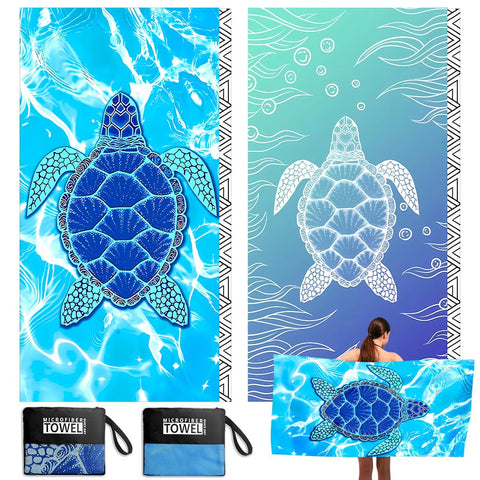 Jonuin 2 Pack Microfibre Beach Towels for Adults, 180 × 90 cm Extra Large Microfibre Beach Towel with Double Side Print, Quick Dry Towel