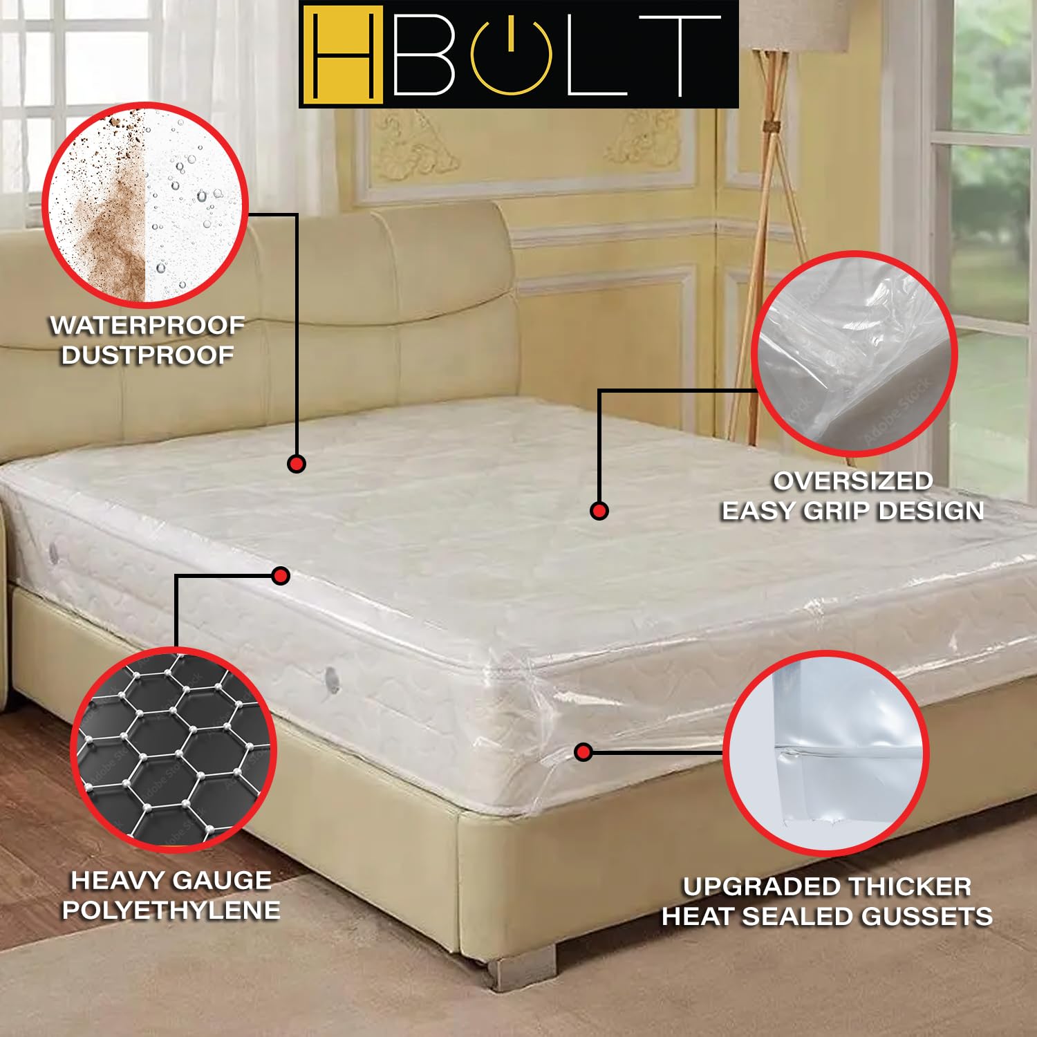 MAMMOTH Premium Mattress Storage Bag – Robust Protection for Moving & Storing – Shields Against Dust, Stains, and Pests (King - PRO)