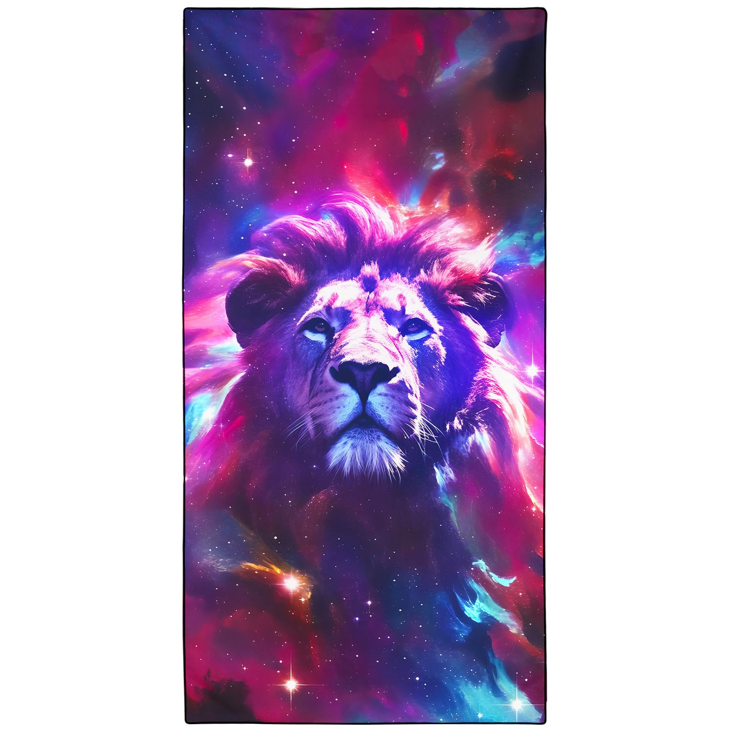 Violetpos Starry Lion Beach Towel, Extra Large 180x90 cm 250GSM Microfibre, Sand Free Quick Dry