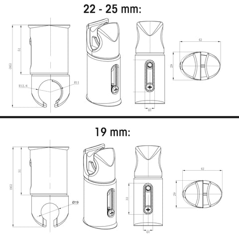Clamp Brackets for Heated Towel Rail Radiators Flat & Curved (Chrome, 25mm Tube Width)
