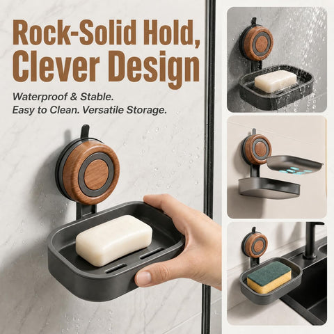 2PCS Double Layer Soap Dish for Shower Wall Mounted Suction Cup Soap Holder