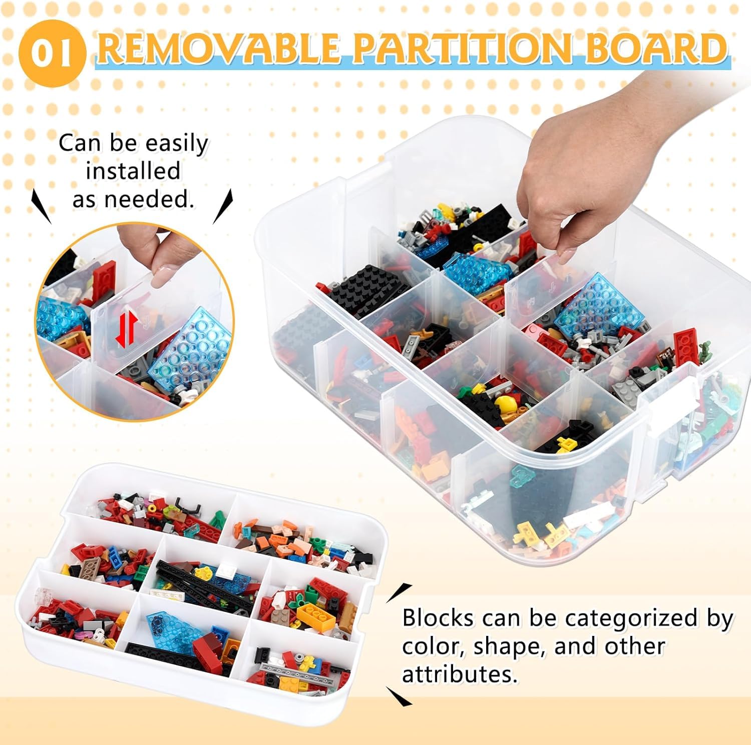 Storage Organiser for Lego, 3 Layers Stackable Storage Box with Lids