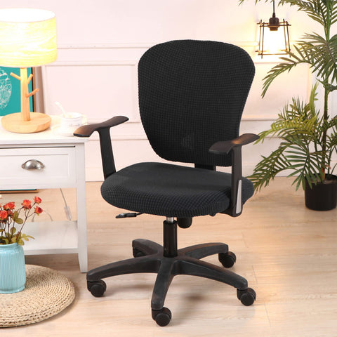 Fenteer Stretch Office Covers Seat Cover Slipcover Desk Seat Cushion Protectors for Computer, Black