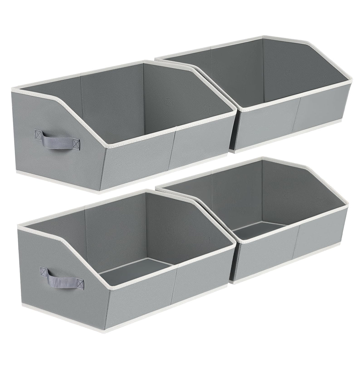 Homsorout Fabric Storage Boxes - 4 Pack Large Open Wardrobe Organiser Grey