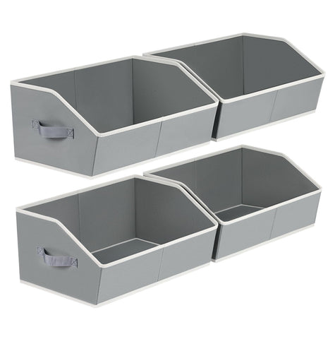 Homsorout Fabric Storage Boxes - 4 Pack Large Open Wardrobe Organiser Grey