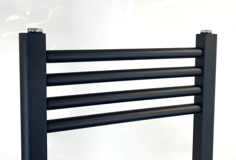 Greenedhouse 400w x 800h Black Electric Flat Heated Towel Rail Bathroom Radiator