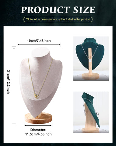 TINGSING Velvet Necklace Display Stand Jewelry Bust Display Stands