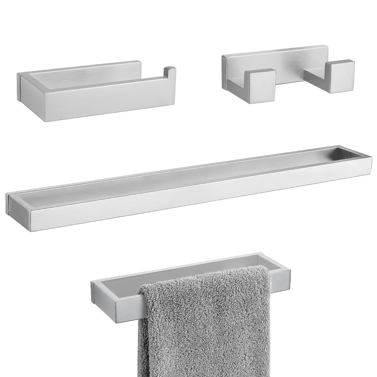 TURS Brushed Finish 4-Pieces Towel Bar Holder Sets,Concealed Screws