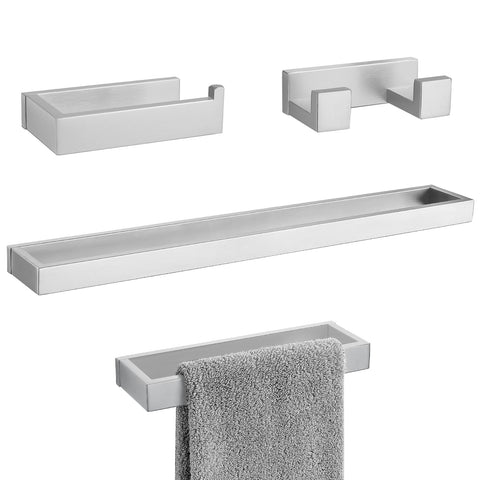 TURS Brushed Finish 4-Pieces Towel Bar Holder Sets,Concealed Screws