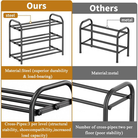 YiZhou Expandable Shoe Rack Metal 2 Tier, Adjustable Shoe Storage Organizer Shelf,Free Standing Narrow Shoe Rack for Small Narrow Space, Entryway