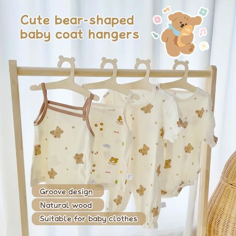 PEAPIN 20PCS Cute Bear Shaped Baby Hangers Wooden Baby Hangers