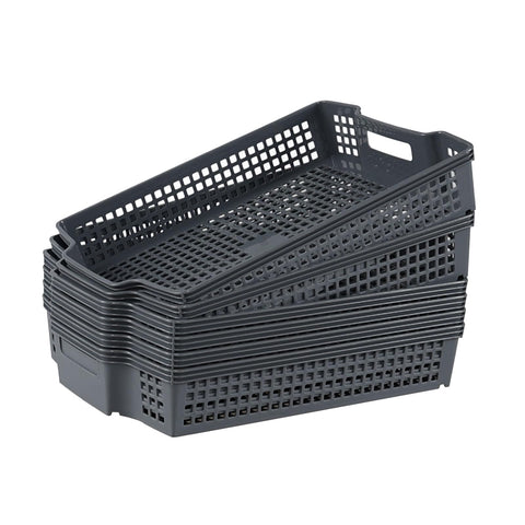 Eudokky 6 Packs Stackable Storage Baskets, Grey Plastic Storage Tray